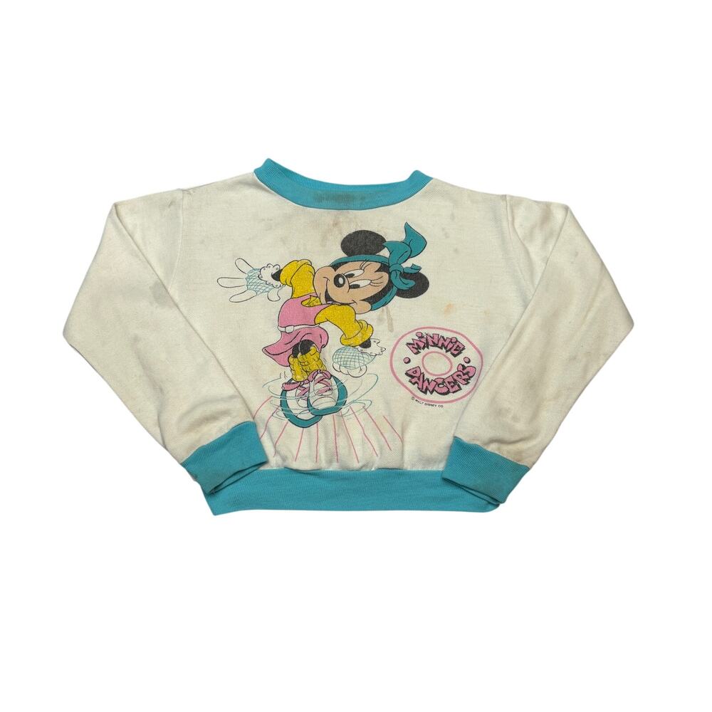 Vintage 80s Disney Jog Togs Minnie Mouse Sweatshirt Girls 6X Teal Pullover